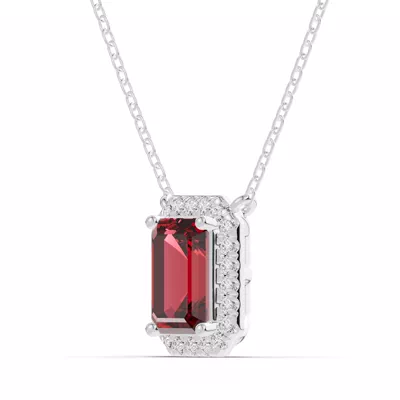 Emerald Garnet Lab Diamond Halo Pendant