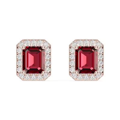 Emerald Garnet Lab Diamond Halo Earrings