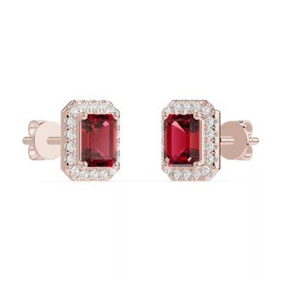 Emerald Garnet Lab Diamond Halo Earrings