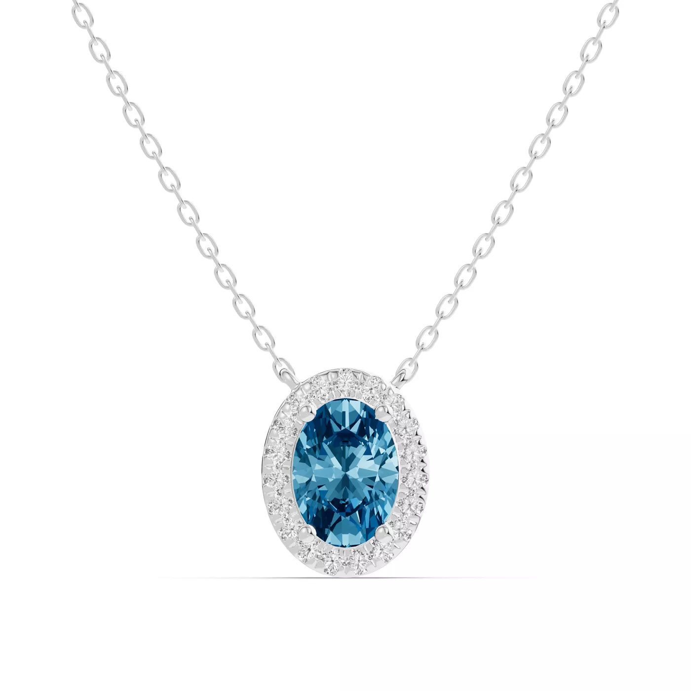 Halo Amplification 14K White Gold Engagement Ring
