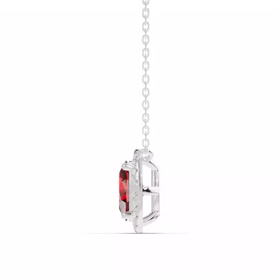 Oval Garnet Lab Diamond Halo Pendant