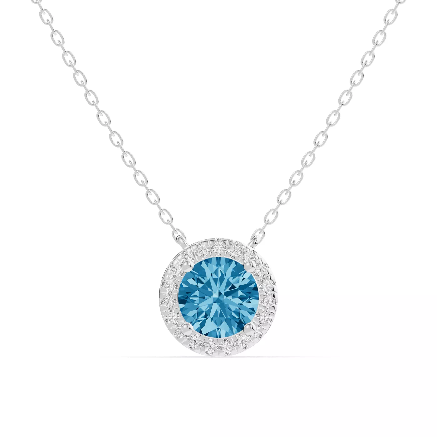 Halo Amplification 14K White Gold Engagement Ring