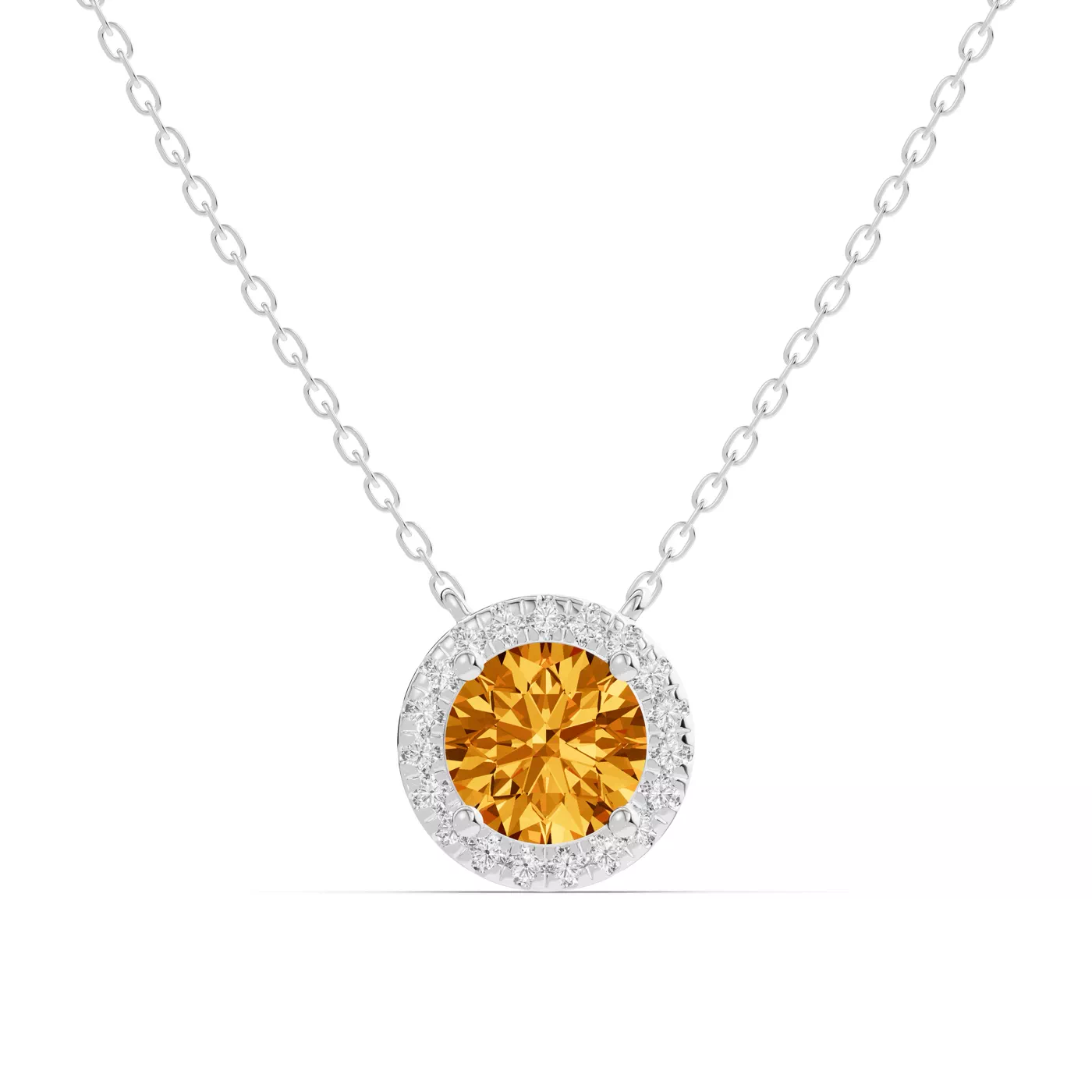 Halo Amplification 14K White Gold Engagement Ring