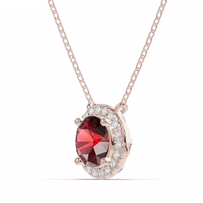 Round Garnet Lab Diamond Halo Pendant