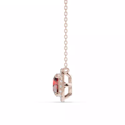 Round Garnet Lab Diamond Halo Pendant