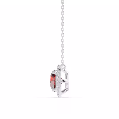 Round Garnet Lab Diamond Halo Pendant