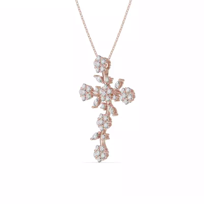 Vine Bloom Cross Lab Diamond Pendant