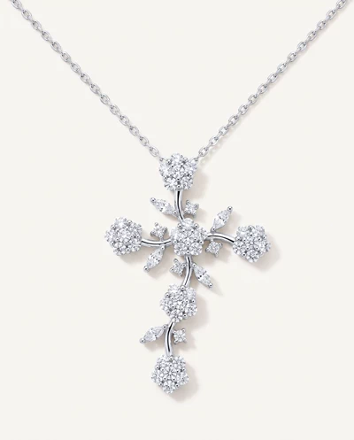 Vine Bloom Cross Lab Diamond Pendant