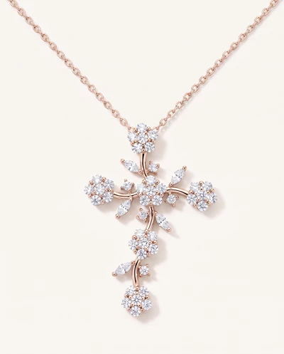Vine Bloom Cross Diamond Pendant