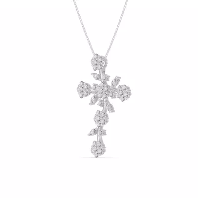 Vine Bloom Cross Lab Diamond Pendant