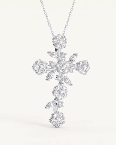 Vine Bloom Cross Diamond Pendant