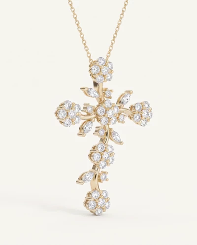 Vine Bloom Cross Lab Diamond Pendant