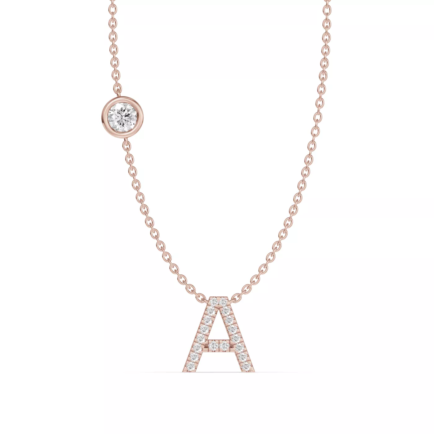 Personalized Initial 14K Rose Gold Engagement Ring