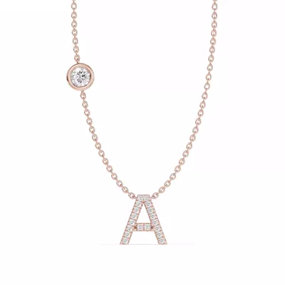 Bezel Diamond Pavé Initial Necklace - A