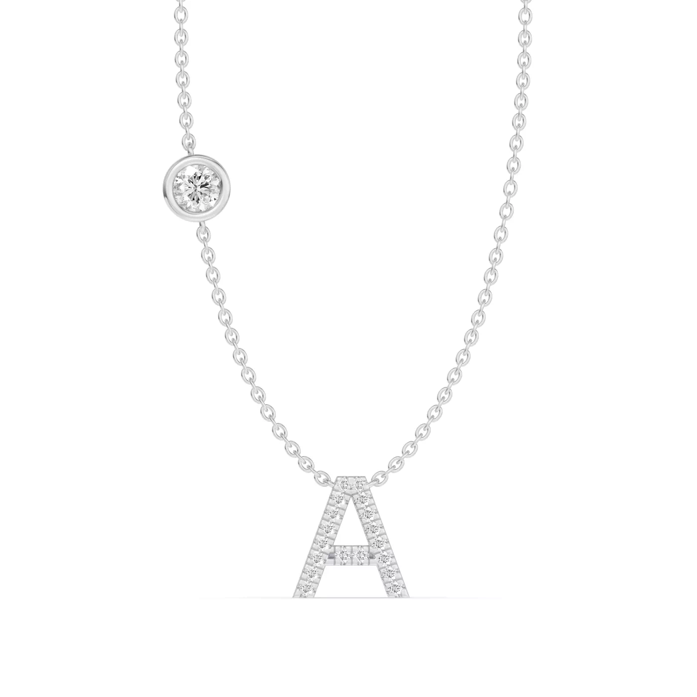 Personalized Initial 14K White Gold Engagement Ring