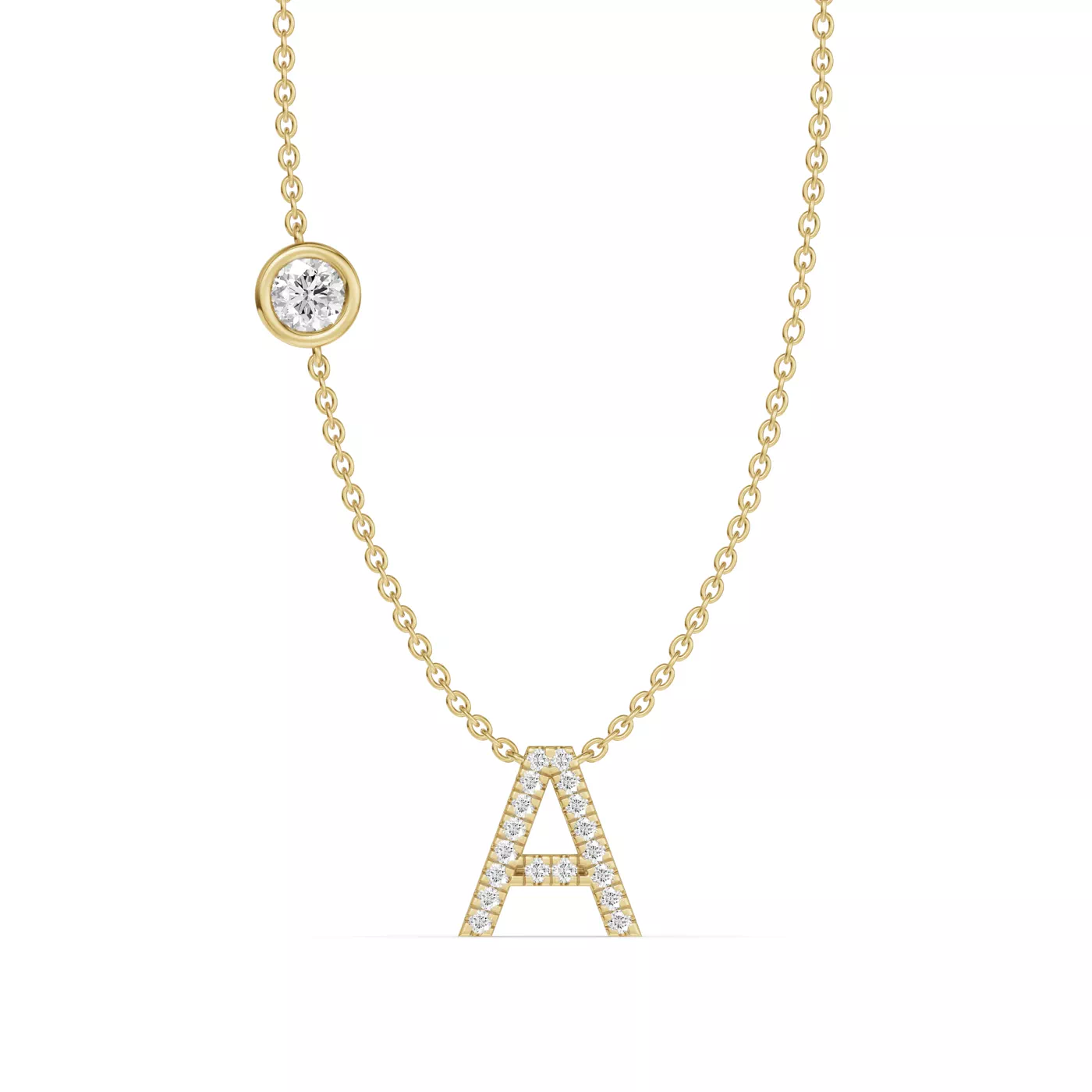 Personalized Initial 14K Yellow Gold Engagement Ring