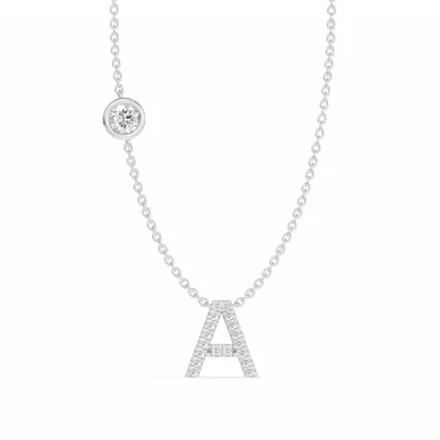 Bezel Lab Diamond Pavé Initial Necklace - A
