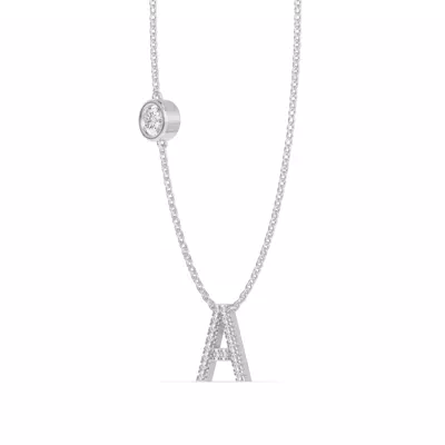 Bezel Lab Diamond Pavé Initial Necklace - A
