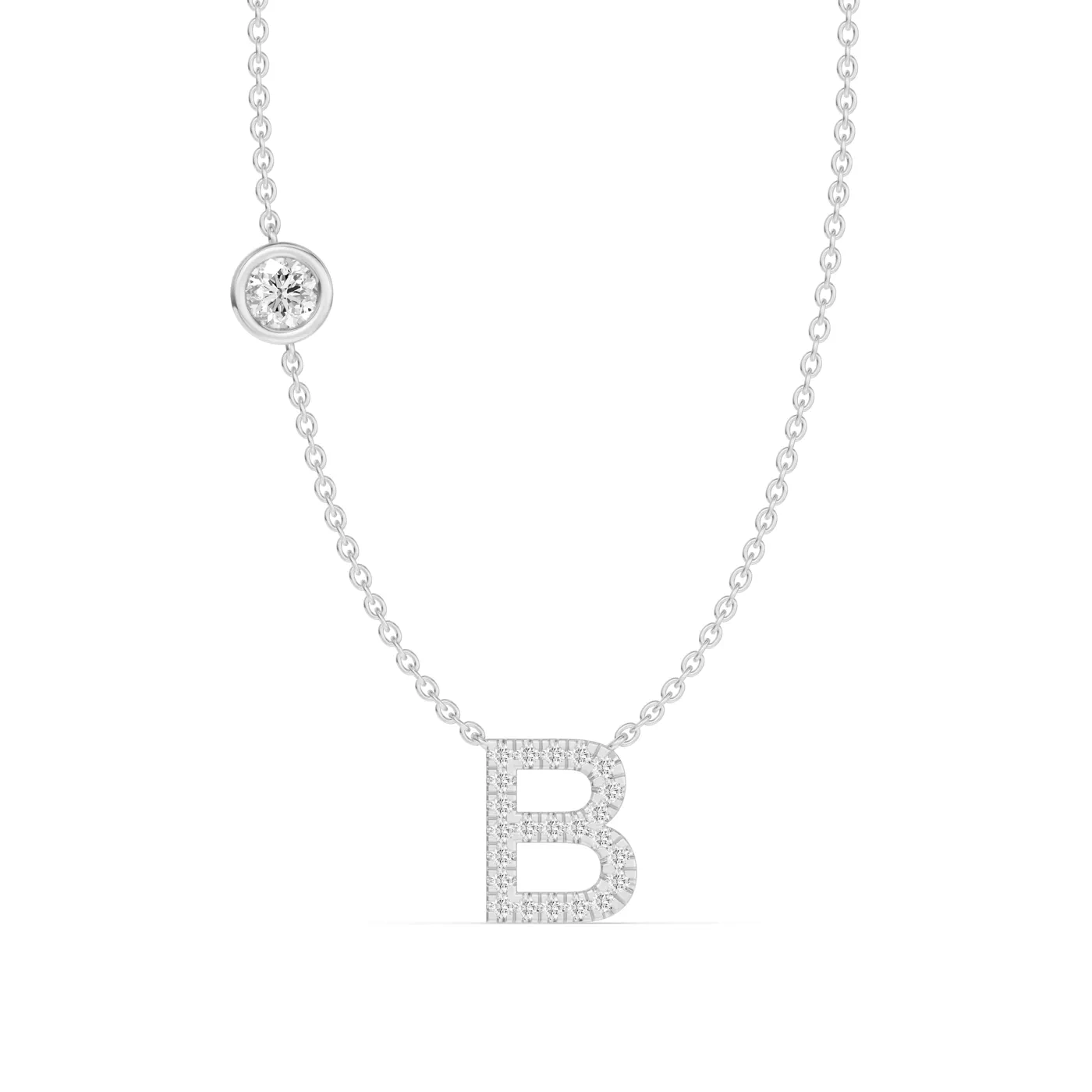 Personalized Initial 14K White Gold Engagement Ring