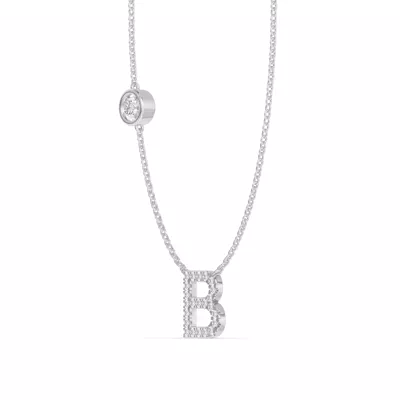 Bezel Diamond Pavé Initial Necklace - B