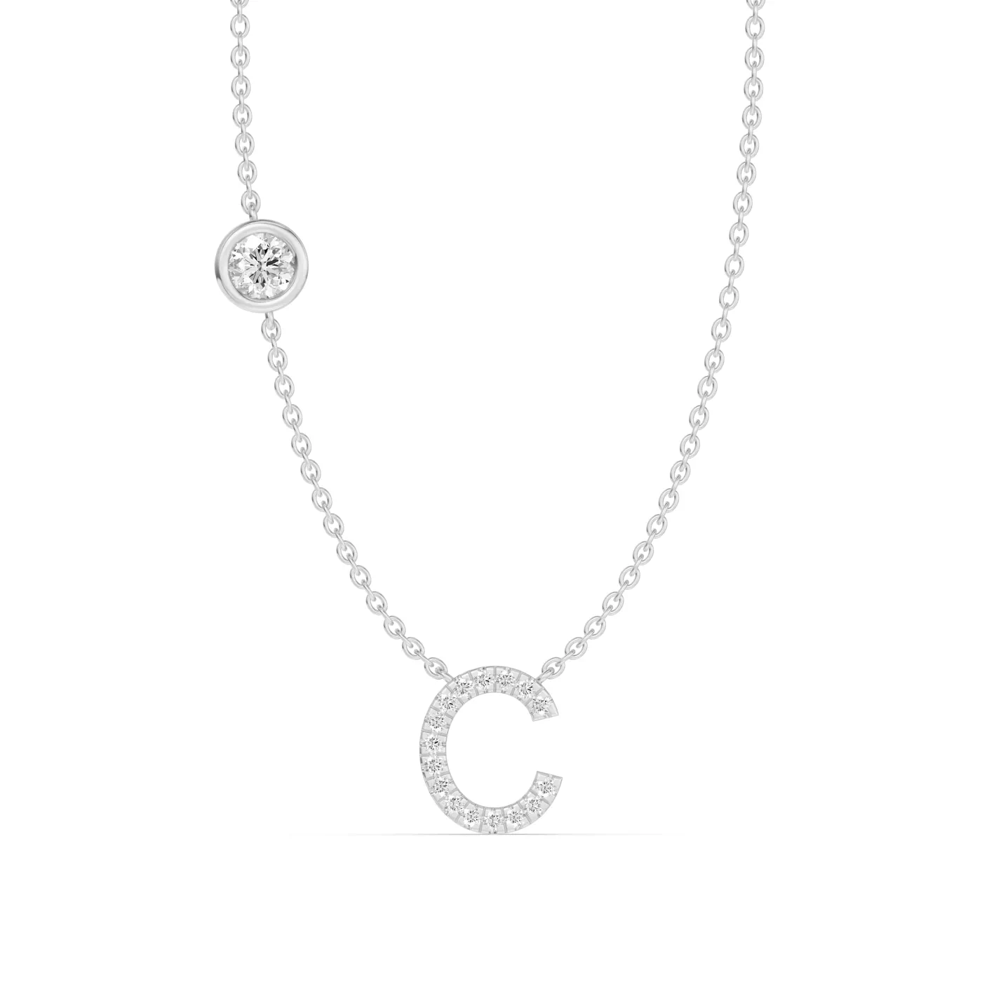 Personalized Initial 14K White Gold Engagement Ring