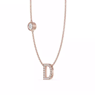Bezel Diamond Pavé Initial Necklace - D