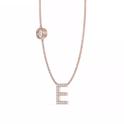 Bezel Diamond Pavé Initial Necklace - E