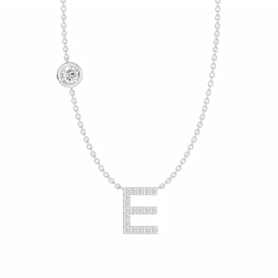 Bezel Lab Diamond Pavé Initial Necklace - E