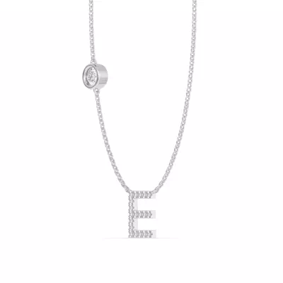 Bezel Diamond Pavé Initial Necklace - E