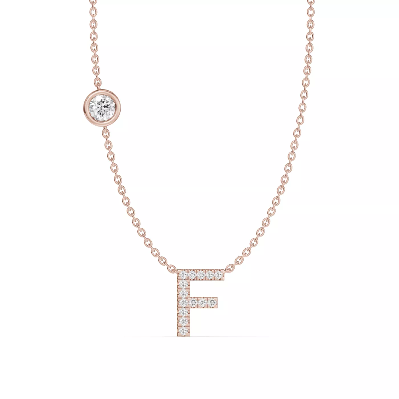 Personalized Initial 14K Rose Gold Engagement Ring