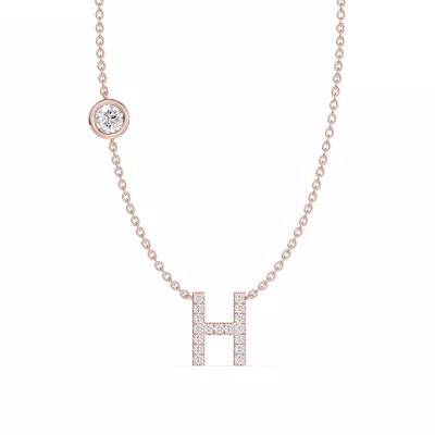 Bezel Diamond Pavé Initial Necklace - H