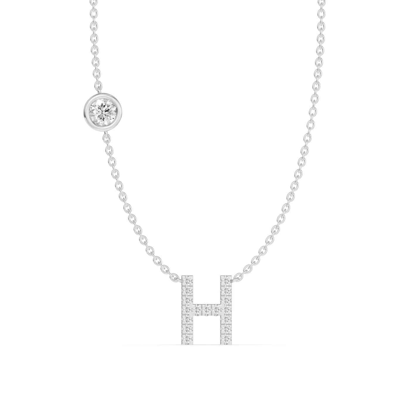 Personalized Initial 14K White Gold Engagement Ring