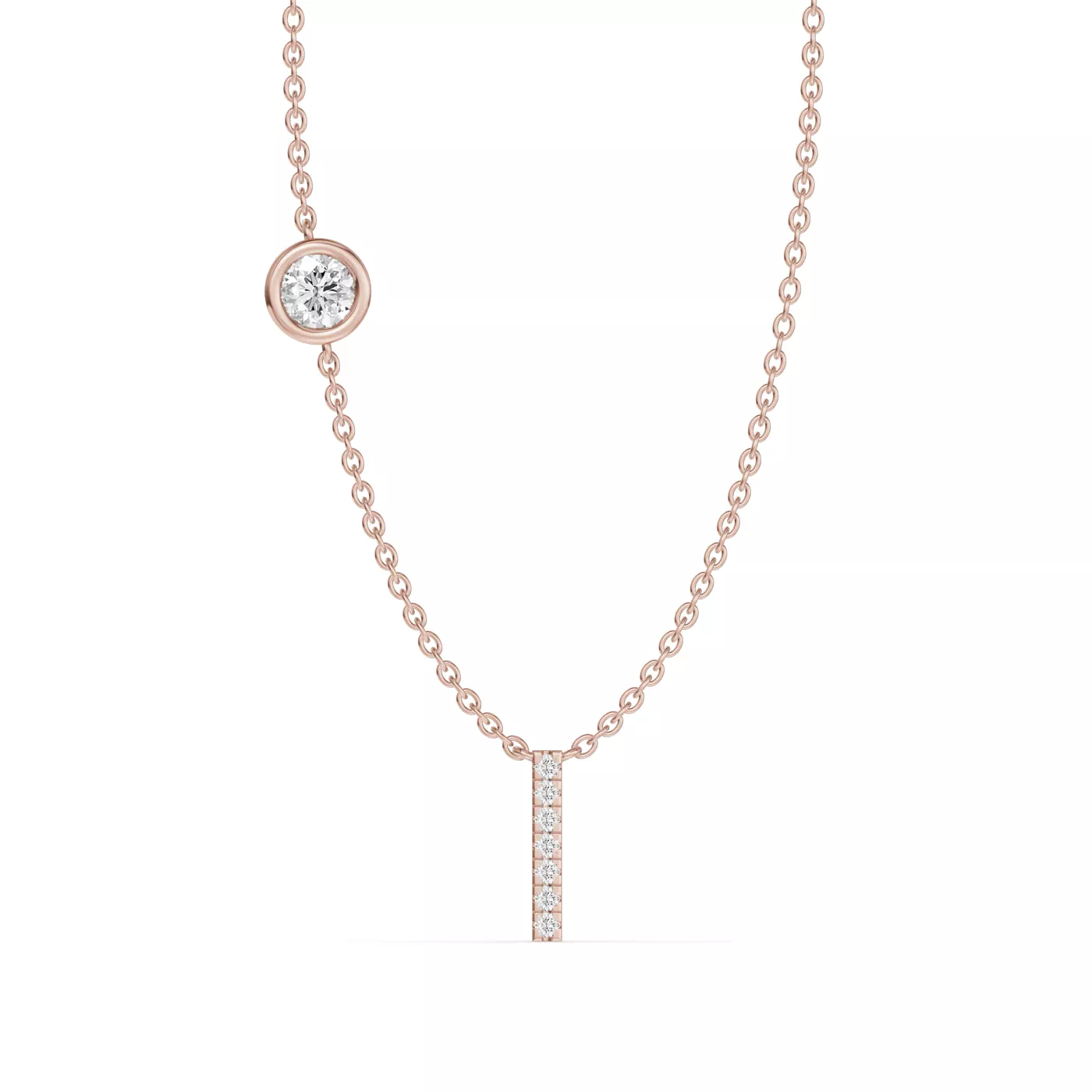 Personalized Initial 14K Rose Gold Engagement Ring