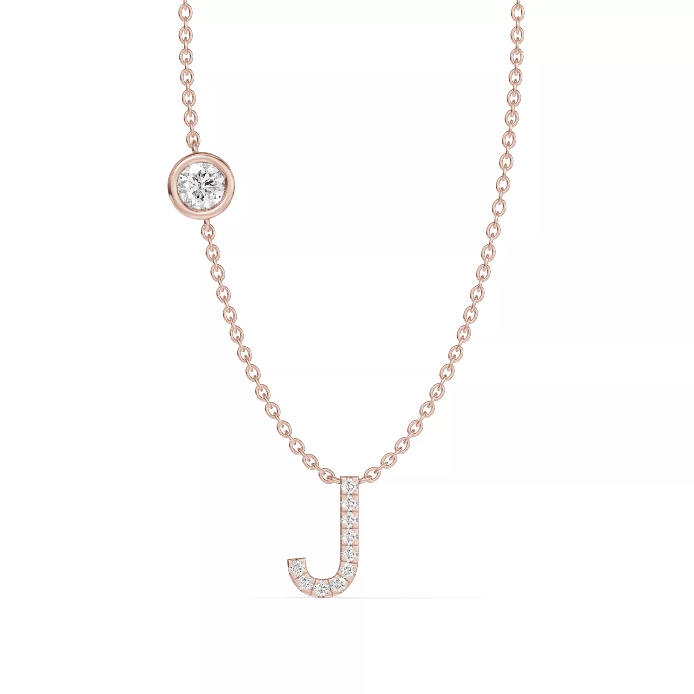 Personalized Initial 14K Rose Gold Engagement Ring