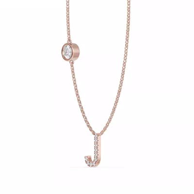 Bezel Diamond Pavé Initial Necklace - J