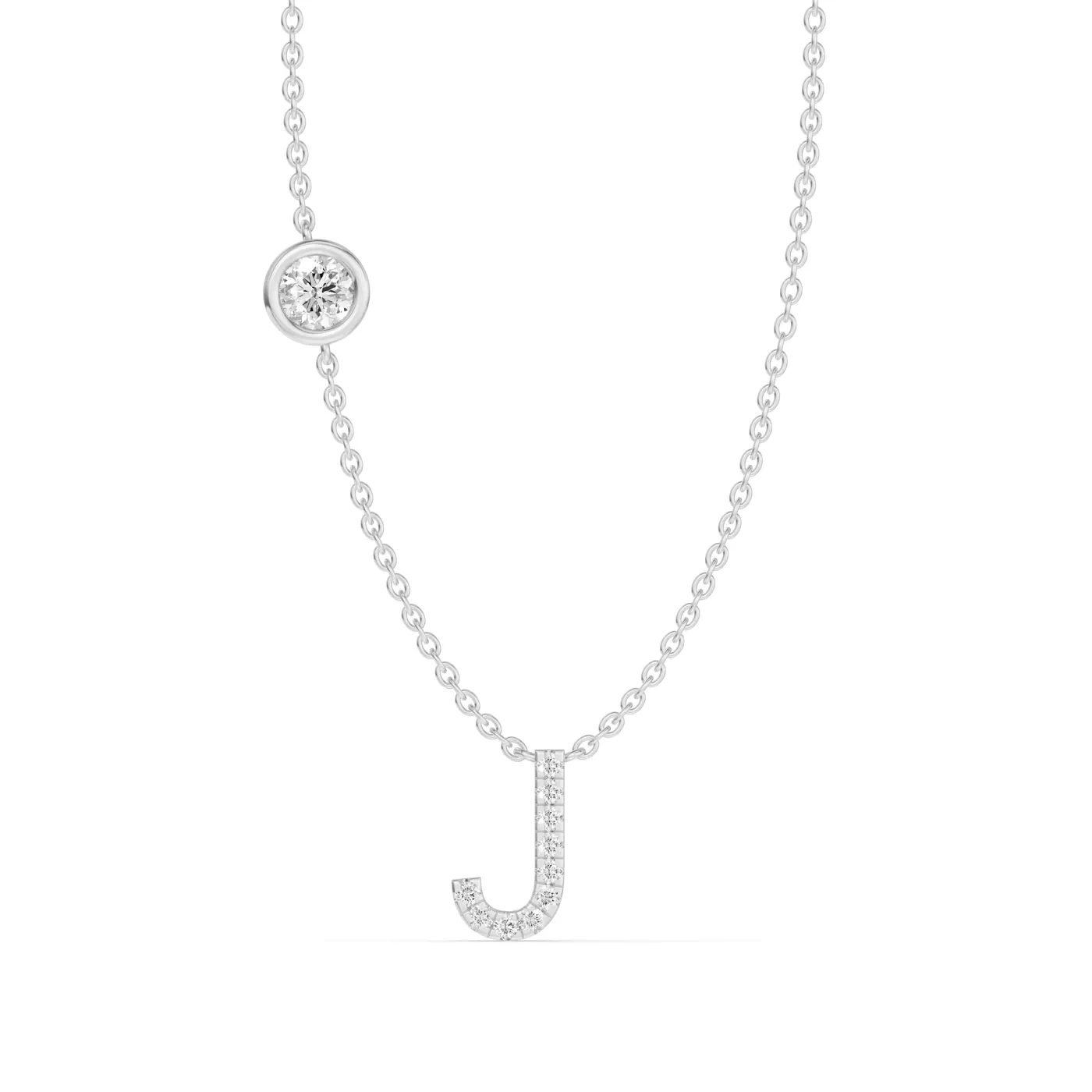 Personalized Initial 14K White Gold Engagement Ring