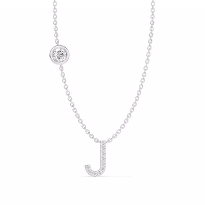 Bezel Diamond Pavé Initial Necklace - J