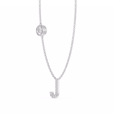 Bezel Diamond Pavé Initial Necklace - J