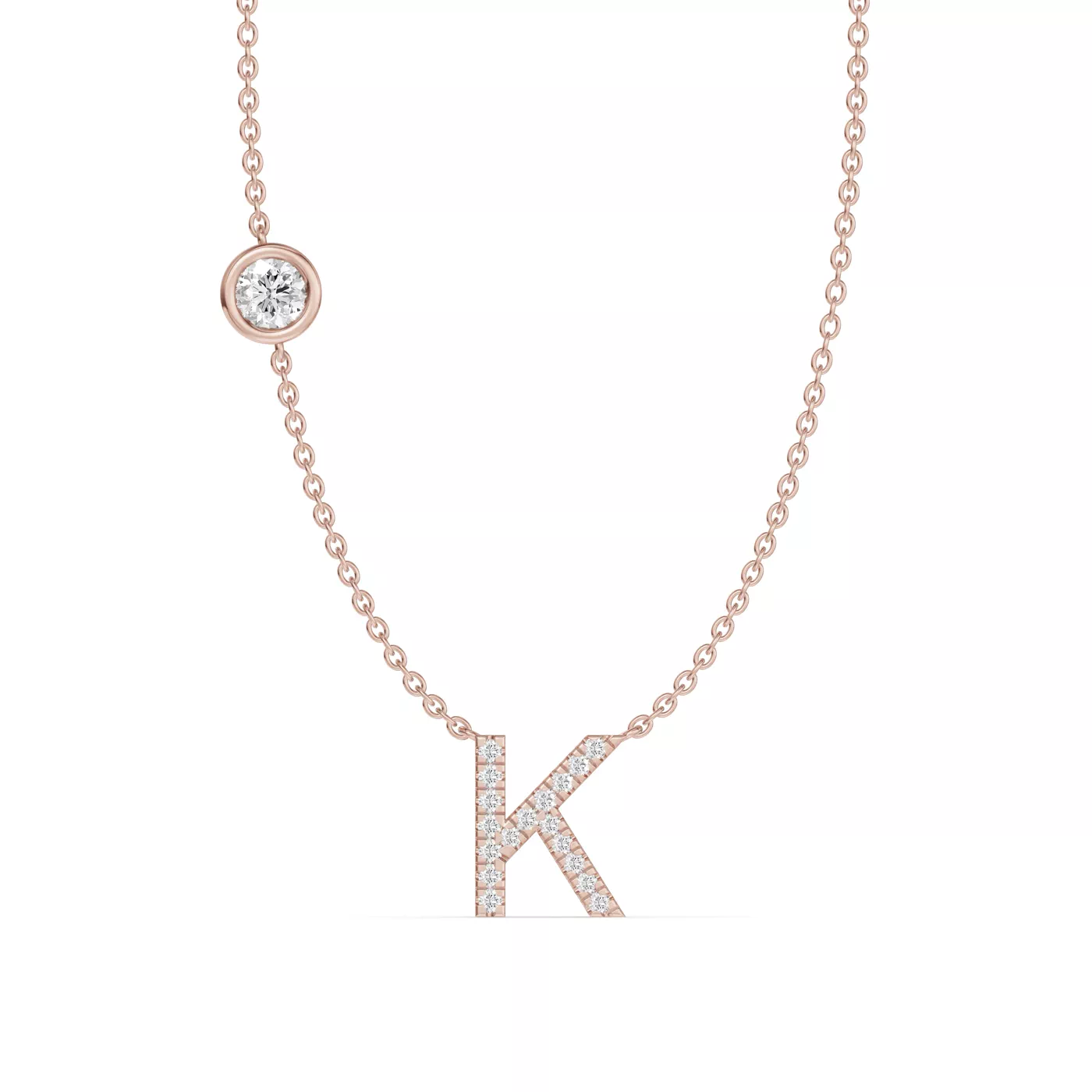 Personalized Initial 14K Rose Gold Engagement Ring