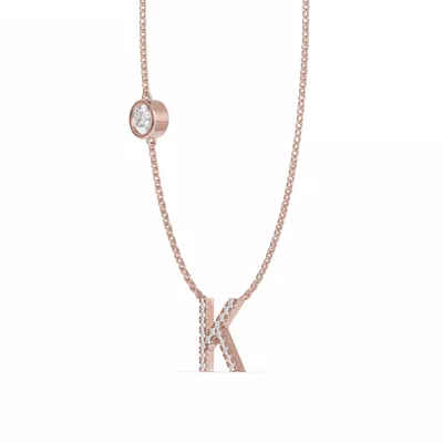 Bezel Lab Diamond Pavé Initial Necklace - K