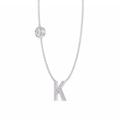 Bezel Lab Diamond Pavé Initial Necklace - K
