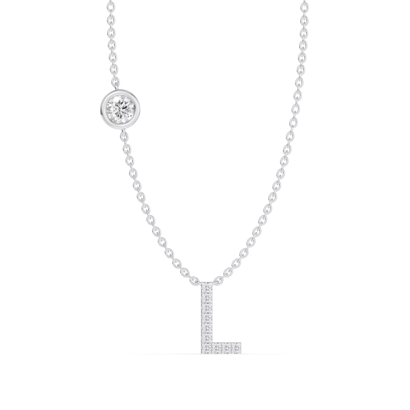 Personalized Initial 14K White Gold Engagement Ring