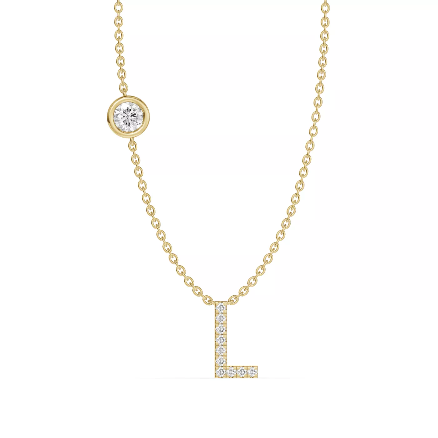 Personalized Initial 14K Yellow Gold Engagement Ring