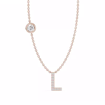 Bezel Lab Diamond Pavé Initial Necklace - L