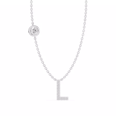 Bezel Lab Diamond Pavé Initial Necklace - L