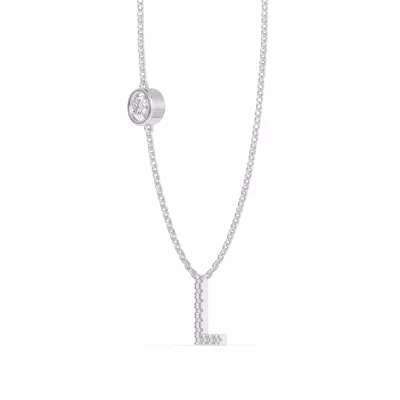 Bezel Lab Diamond Pavé Initial Necklace - L