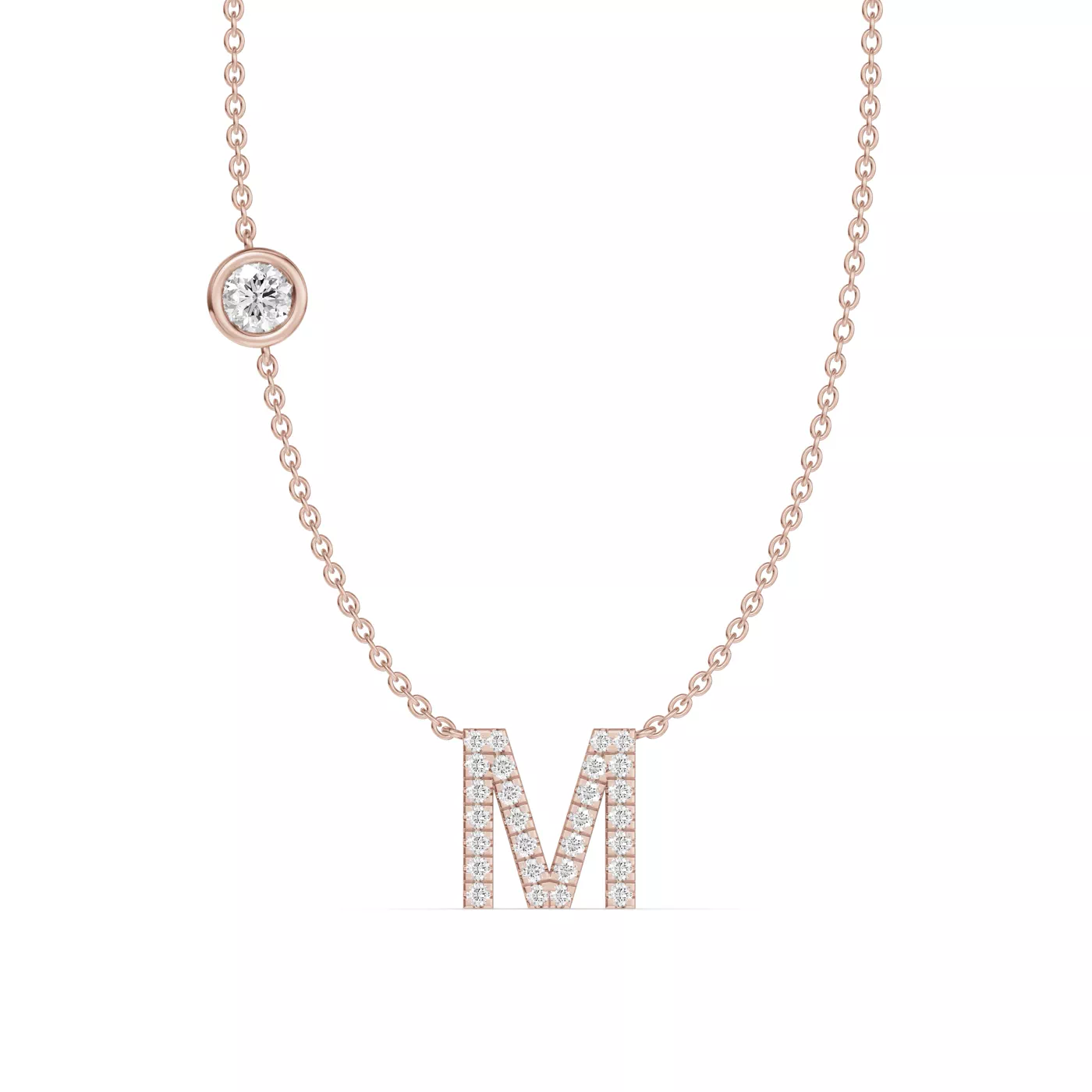 Personalized Initial 14K Rose Gold Engagement Ring