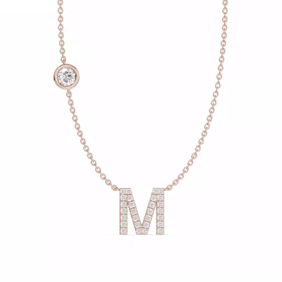Bezel Diamond Pavé Initial Necklace - M