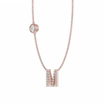 Bezel Diamond Pavé Initial Necklace - M