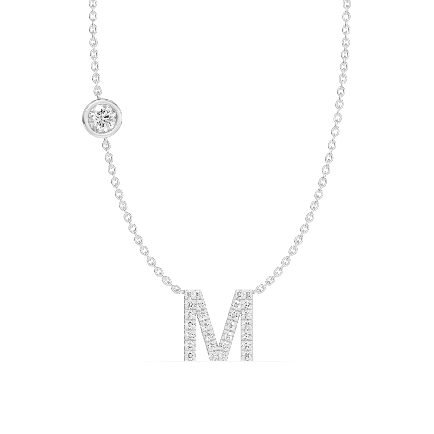 Personalized Initial 14K White Gold Engagement Ring